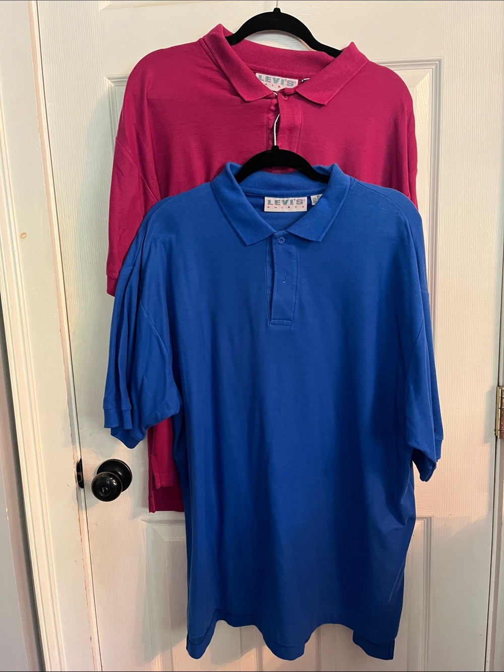 2 Levi's Polo Tees - Royal Blue and Hot Pink